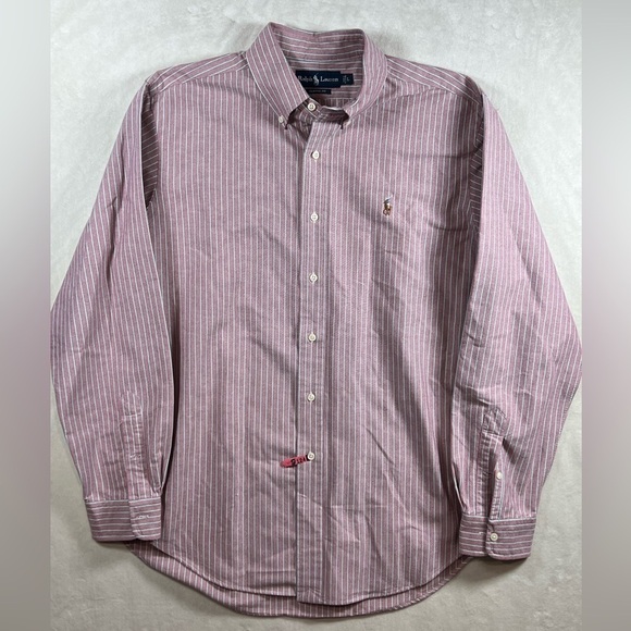 Polo Ralph Lauren Size Large Classic Stripe Oxford Trad Ivy Button Front Shirt - Picture 2 of 10